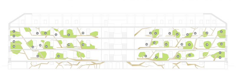 Baumwelten | Different learning areas in the hallways